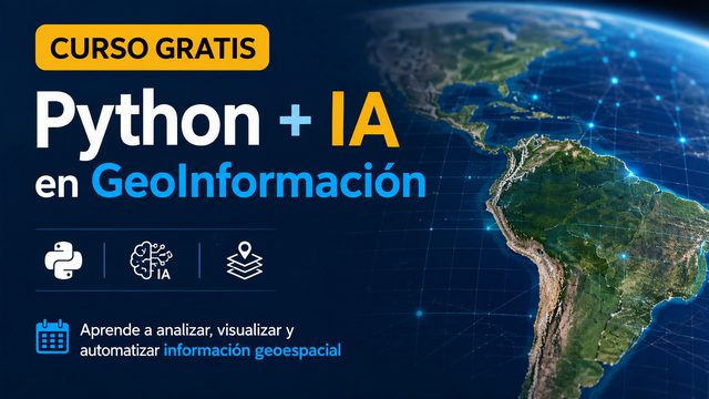 Curso gratis Python + IA en GeoInformación: globo terráqueo con Sudamérica y una red de puntos geoespaciales