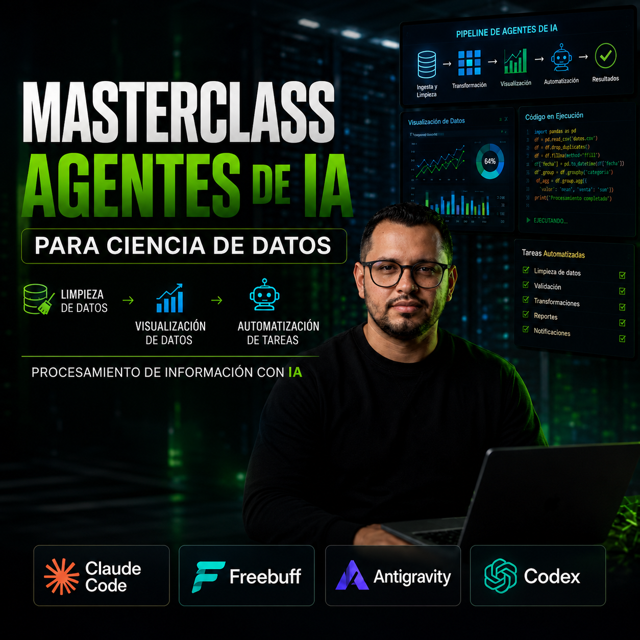 Afiche del evento Agentes de IA para Ciencia de Datos